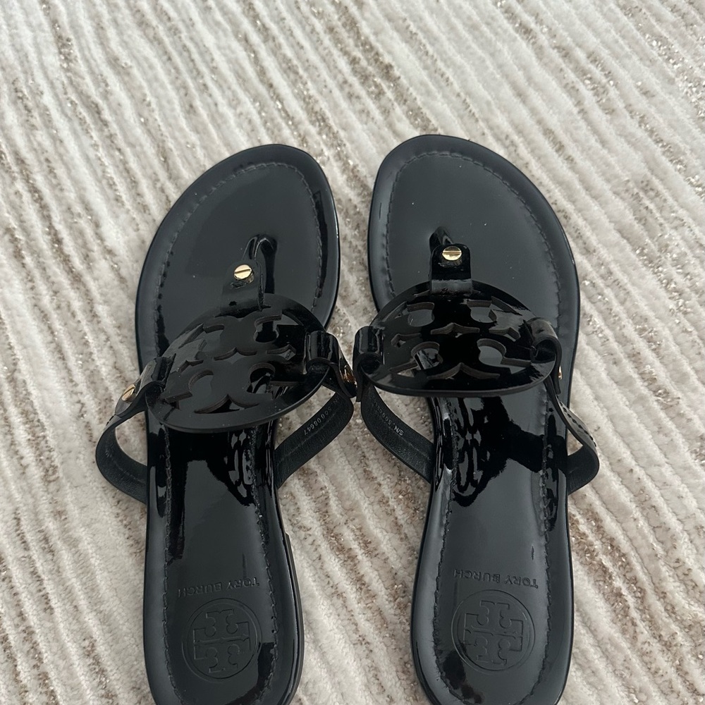 Tory Burch Black Patent Sandals for Women